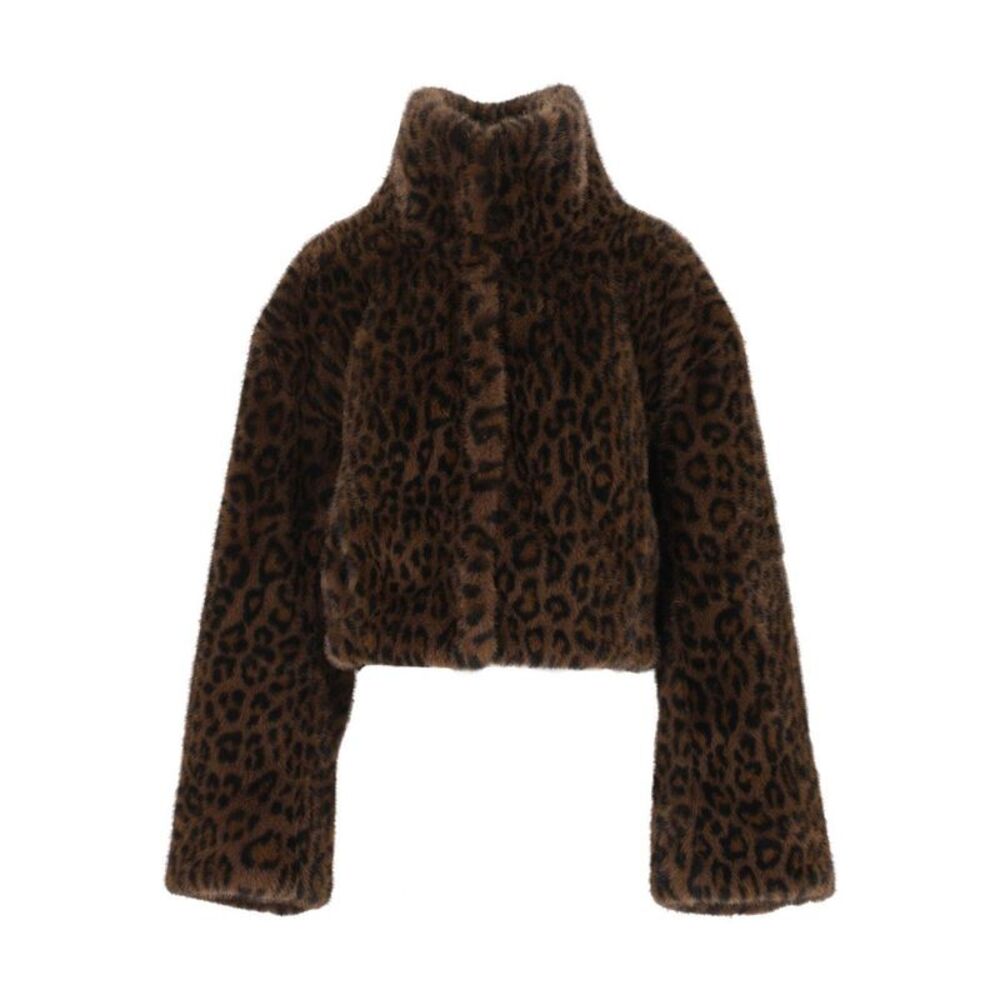 Rotate Women Short Leopard-Print Faux Fur Jacket